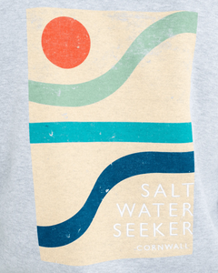 The Salt Water Seeker Mens Block Art Sweatshirt in Athletic Heather