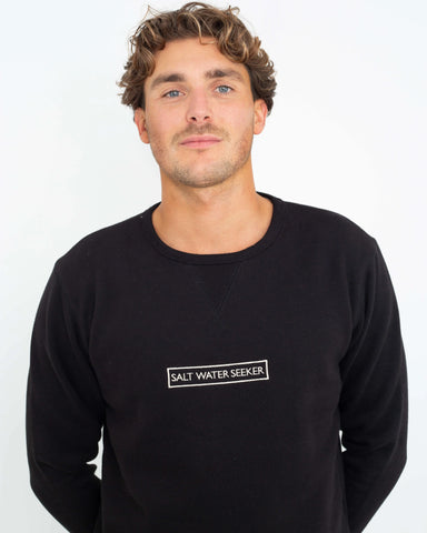 The Salt Water Seeker Mens Shutter Sweatshirt in Black