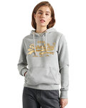 The Superdry Womens Vintage Logo Luster Hoodie in Grey Marl