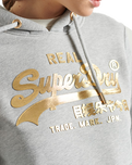 The Superdry Womens Vintage Logo Luster Hoodie in Grey Marl