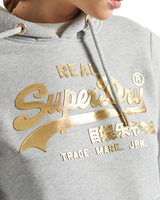 The Superdry Womens Vintage Logo Luster Hoodie in Grey Marl