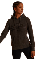 The Superdry Womens Vintage Logo Embossed Glitter Hoodie in Black Snowy