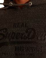 The Superdry Womens Vintage Logo Embossed Glitter Hoodie in Black Snowy