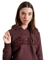 The Superdry Womens Vintage Logo Sequin Hoodie in Port