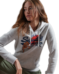 The Superdry Womens Vintage Logo Rising Sun Hoodie in Oatmeal Marl