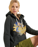 The Superdry Womens Vintage Itago Hoodie in Washed Black