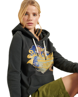 The Superdry Womens Vintage Itago Hoodie in Washed Black