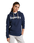 The Superdry Womens Core Logo Hoodie in Navy