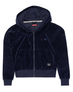 The Superdry Womens Vintage Crop Zip Hoodie in Navy