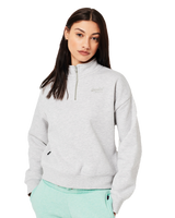 The Superdry Womens Henley 1/4 Zip Sweatshirt in Grey