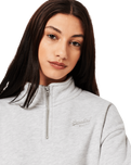 The Superdry Womens Henley 1/4 Zip Sweatshirt in Grey