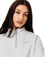 The Superdry Womens Henley 1/4 Zip Sweatshirt in Grey