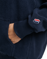 The Superdry Womens Code SL Fleece OS Hoodie in Deep Navy