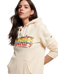 The Superdry Womens Vintage Scripted Infill Hoodie in Ivory