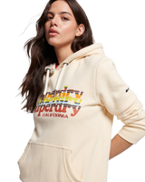 The Superdry Womens Vintage Scripted Infill Hoodie in Ivory