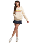 The Superdry Womens Vintage Scripted Infill Hoodie in Ivory