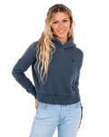 The Superdry Womens Vintage Wash Crop Hoodie in Eclipse Navy