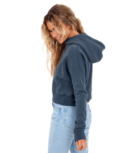 The Superdry Womens Vintage Wash Crop Hoodie in Eclipse Navy