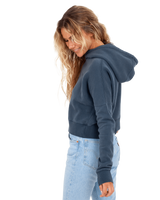 The Superdry Womens Vintage Wash Crop Hoodie in Eclipse Navy