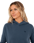 The Superdry Womens Vintage Wash Crop Hoodie in Eclipse Navy