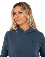 The Superdry Womens Vintage Wash Crop Hoodie in Eclipse Navy