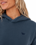 The Superdry Womens Vintage Wash Crop Hoodie in Eclipse Navy