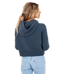 The Superdry Womens Vintage Wash Crop Hoodie in Eclipse Navy