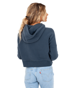 The Superdry Womens Vintage Wash Crop Hoodie in Eclipse Navy