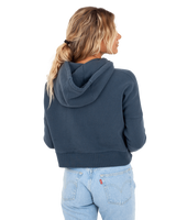 The Superdry Womens Vintage Wash Crop Hoodie in Eclipse Navy