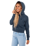 The Superdry Womens Vintage Wash Crop Hoodie in Eclipse Navy