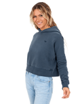 The Superdry Womens Vintage Wash Crop Hoodie in Eclipse Navy