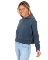 The Superdry Womens Vintage Wash Crop Hoodie in Eclipse Navy