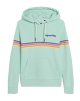 The Superdry Womens Rainbow Stripe Logo Hoodie in Grey Green