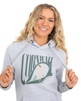 The Born by the Sea Womens Cornwall Surfer Hoodie in Grey Melange