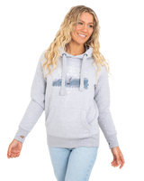 The Born by the Sea Womens Photo Mandala Hoodie in Grey Melange