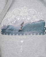 The Born by the Sea Womens Photo Mandala Hoodie in Grey Melange