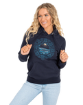 The Born by the Sea Womens Wave Mandala Hoodie in French Navy