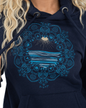 The Born by the Sea Womens Wave Mandala Hoodie in French Navy
