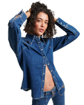 The Superdry Womens Vintage Denim Western Shirt in Fulton Vintage Blue