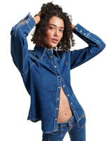 The Superdry Womens Vintage Denim Western Shirt in Fulton Vintage Blue