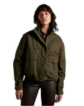 The Superdry Womens Faux Lined Cropped Bora Jacket in Dark Khaki