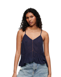 The Superdry Womens Vintage Ladder Trim Cami Top in Eclipse Navy