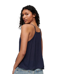 The Superdry Womens Vintage Ladder Trim Cami Top in Eclipse Navy