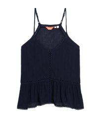 The Superdry Womens Vintage Ladder Trim Cami Top in Eclipse Navy