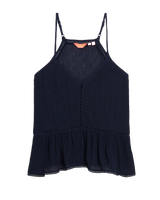 The Superdry Womens Vintage Ladder Trim Cami Top in Eclipse Navy