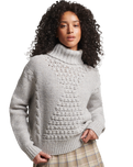 The Superdry Womens Chunky Cable Roll Neck Jumper in Off White