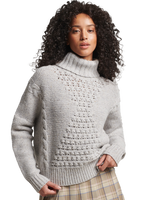 The Superdry Womens Chunky Cable Roll Neck Jumper in Off White