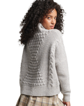 The Superdry Womens Chunky Cable Roll Neck Jumper in Off White