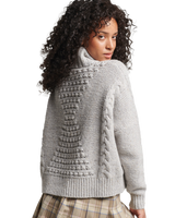 The Superdry Womens Chunky Cable Roll Neck Jumper in Off White