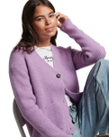 The Superdry Womens Essential Super Soft Cardigan in Vintage Purple Marl